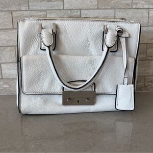 Michael Kors White Audrey Satchel Zip and slip interior pockets